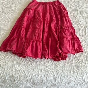 Free People In Full Swing Pink Tiered Midi Skirt with Pockets